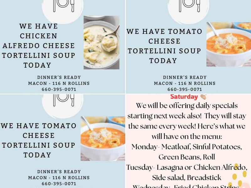 Dinner Is Ready Menu