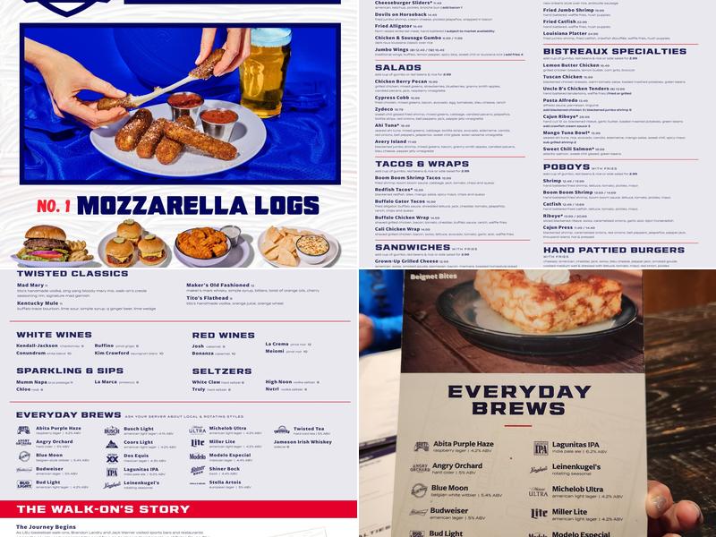 Walk-On's Sports Bistreaux - Columbia, MO Menu