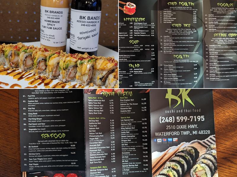 BK sushi and Thai food Menu