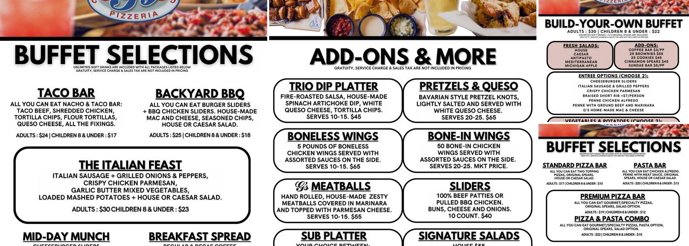 G's Pizzeria Bar & Grill Menu