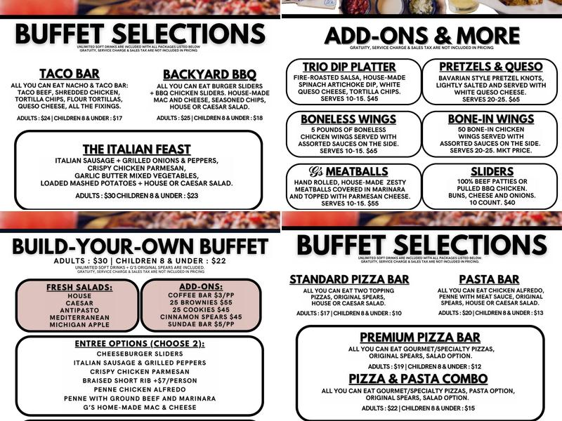 G's Pizzeria Bar & Grill Menu