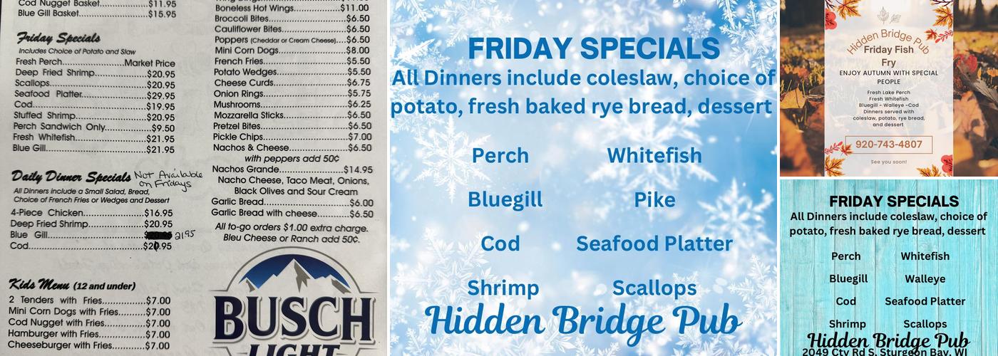 Hidden Bridge Pub Menu