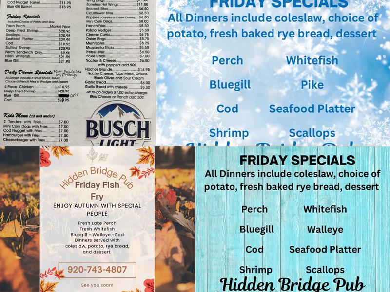 Hidden Bridge Pub Menu