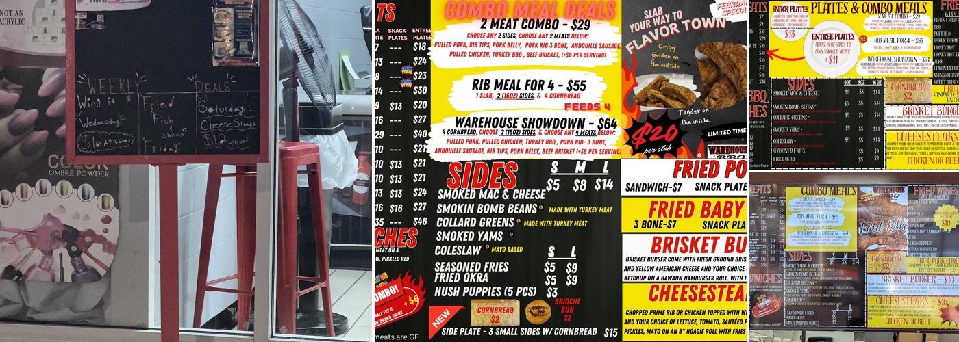 Warehouse BBQ Menu