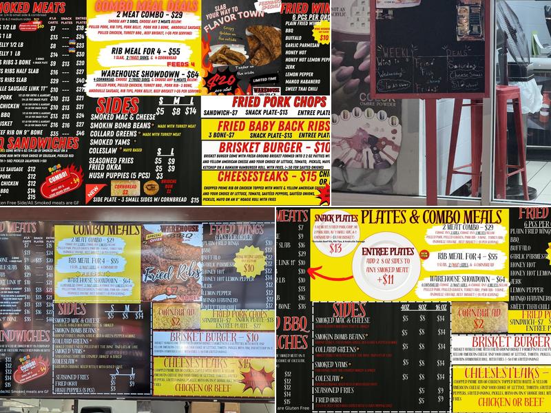 Warehouse BBQ Menu