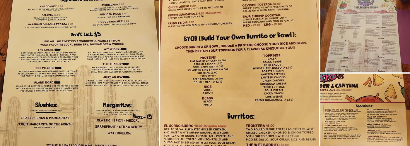 El Gordo Burro Menu