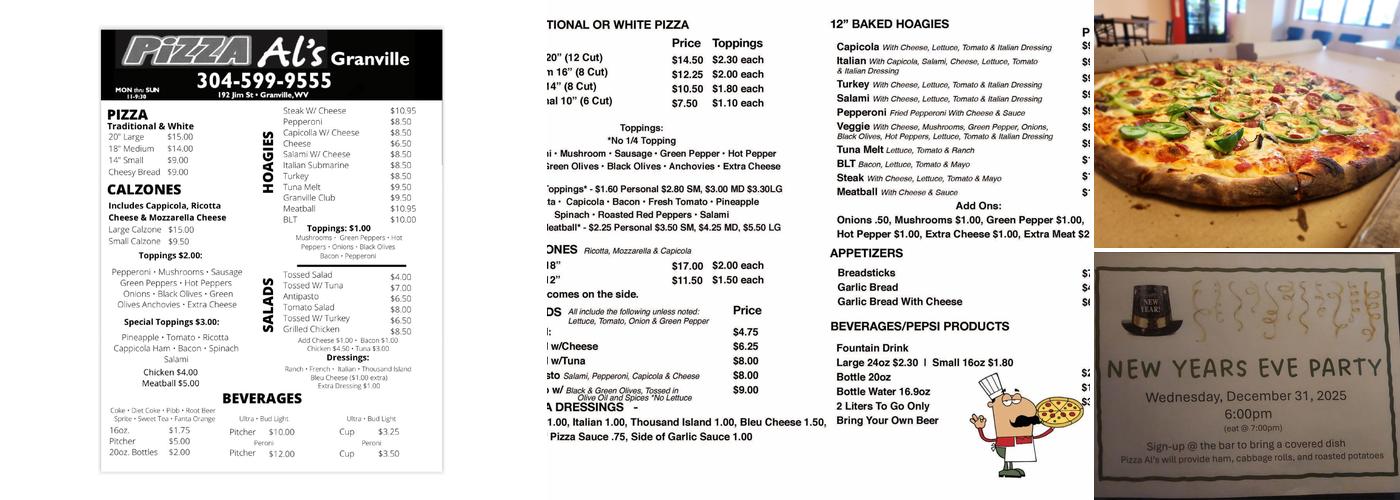 Pizza Al's & Bar Menu