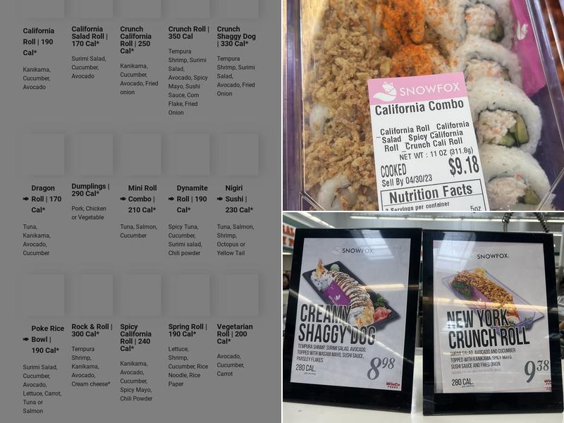 SNOWFOX Sushi Menu