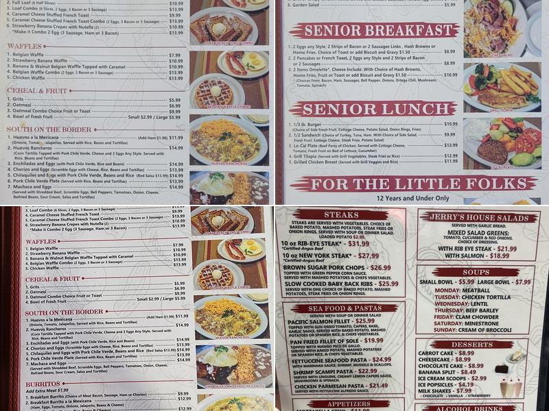 Jerry's cafe Menu