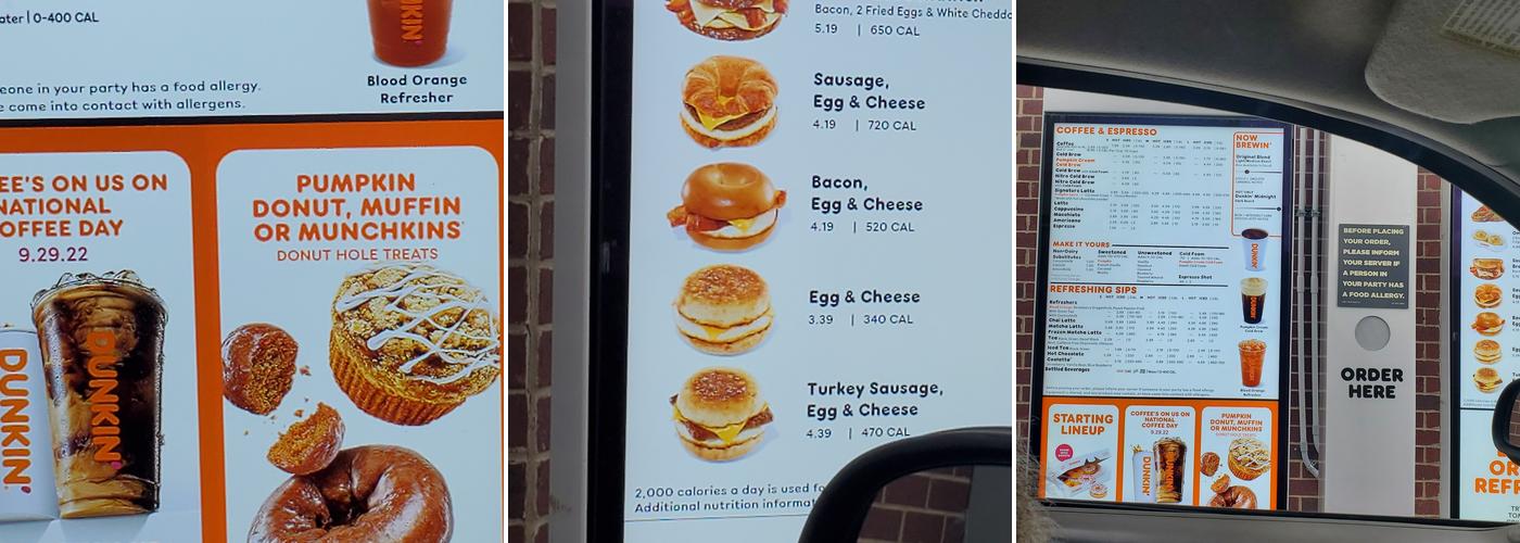 Dunkin’ Menu