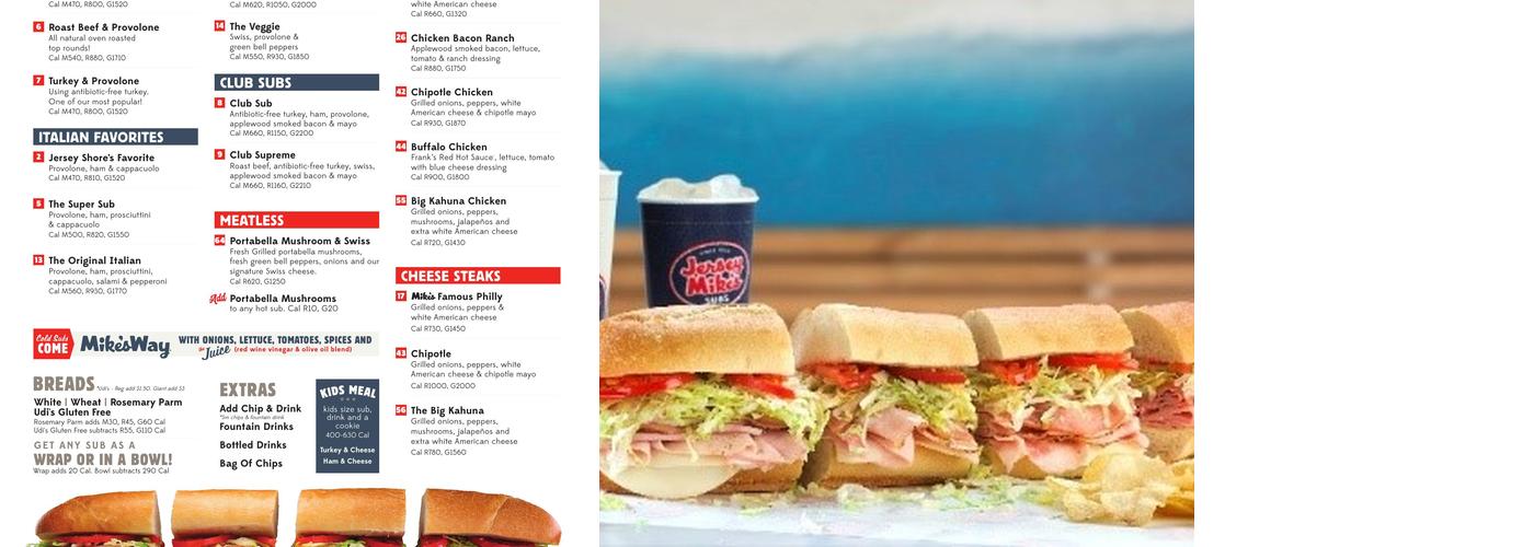 Jersey Mike's Subs Menu