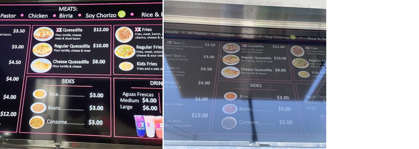 XX TACOS Menu