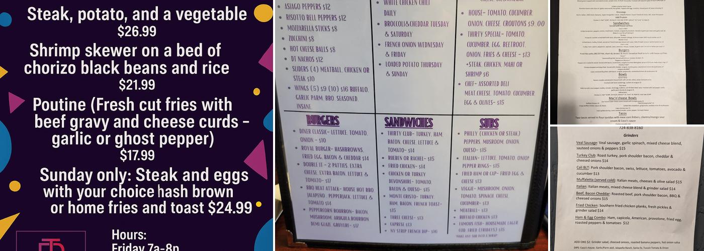 Diner Thirty Menu