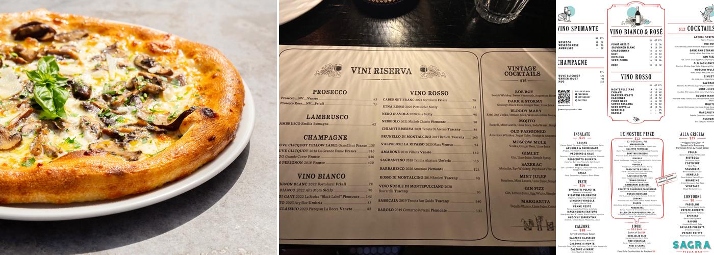 Sagra Pizza Bar Tribeca Menu