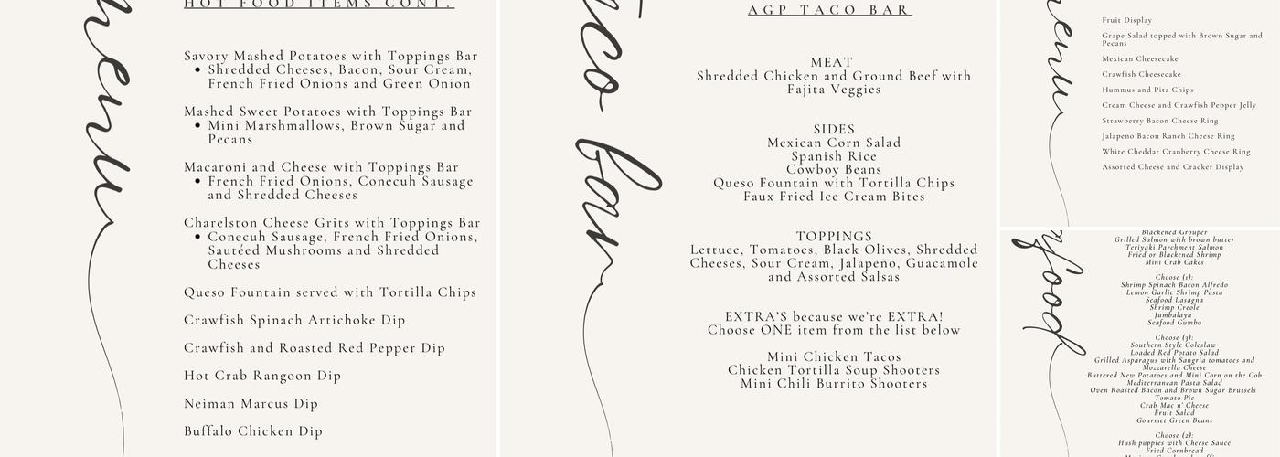 A Gathering Place Menu