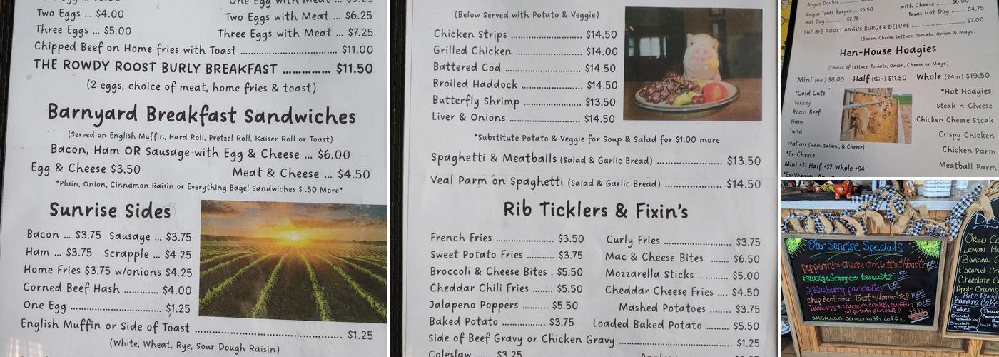 Rustic Roost Cafe Menu
