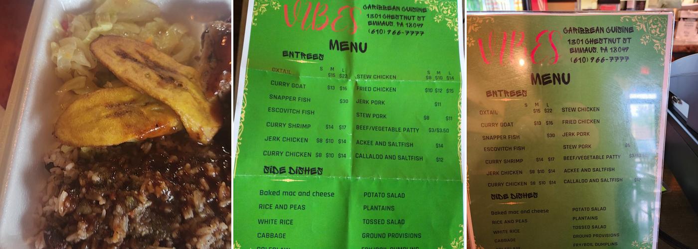 VIBES Caribbean Cuisine Menu
