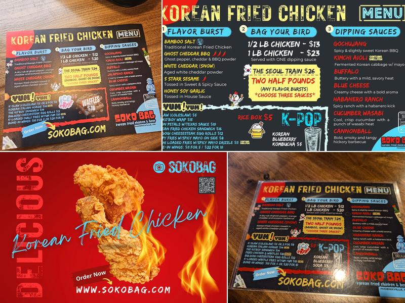 Soko Bag Korean Fried Chicken Menu