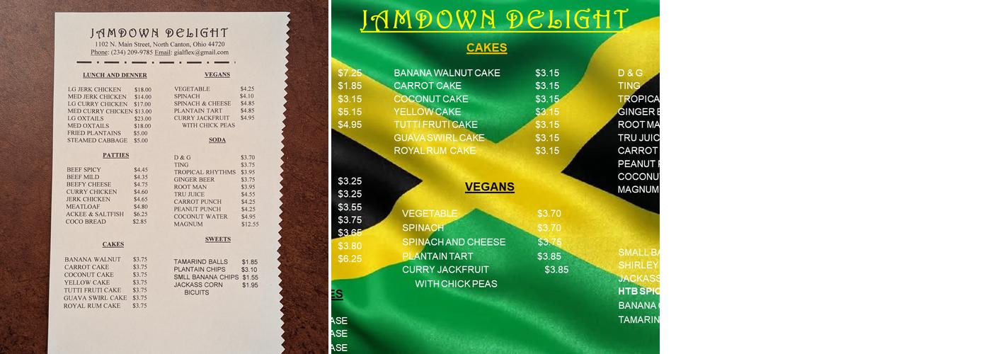 Jamdown Delight Menu