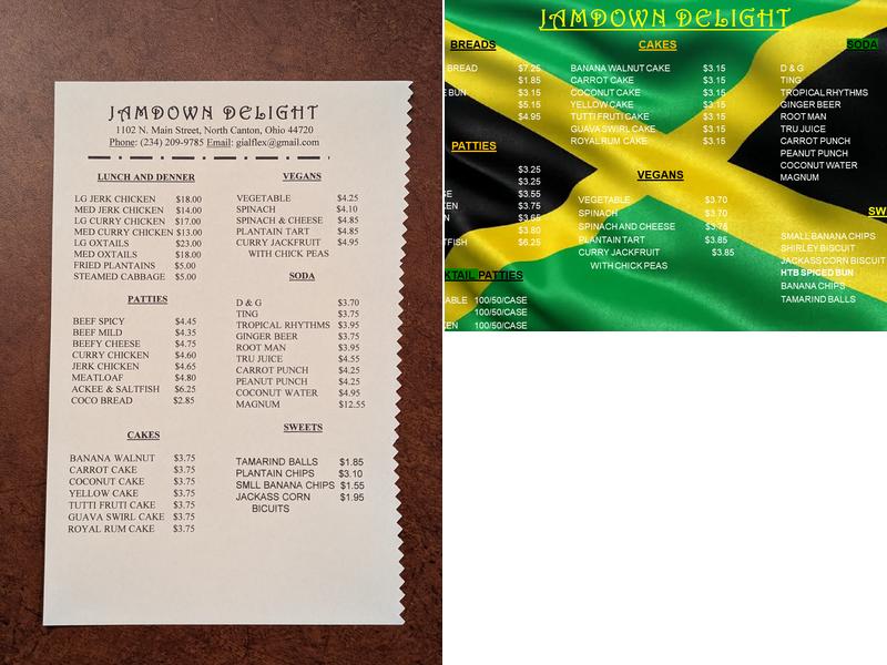 Jamdown Delight Menu