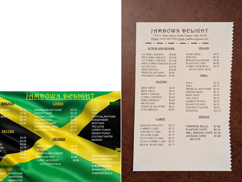 Jamdown Delight Menu