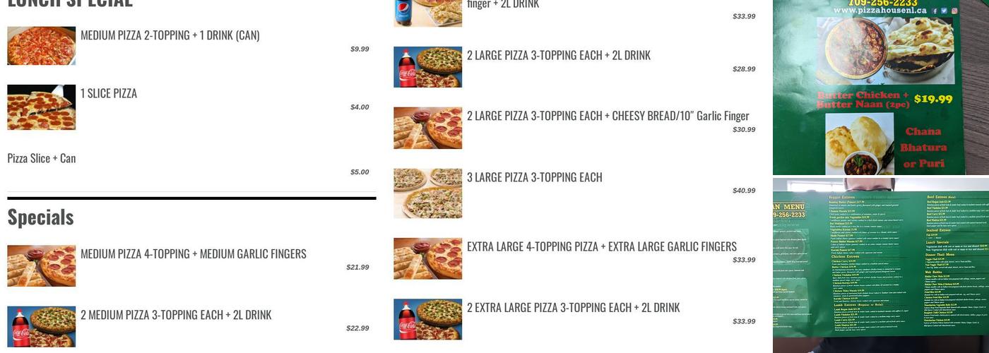 Pizza house Menu