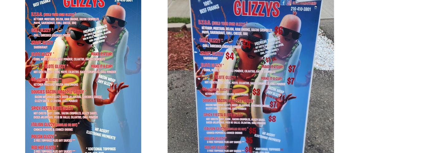 GLIZZYS Menu