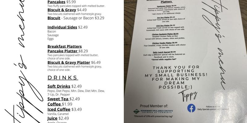 Tippy's Menu