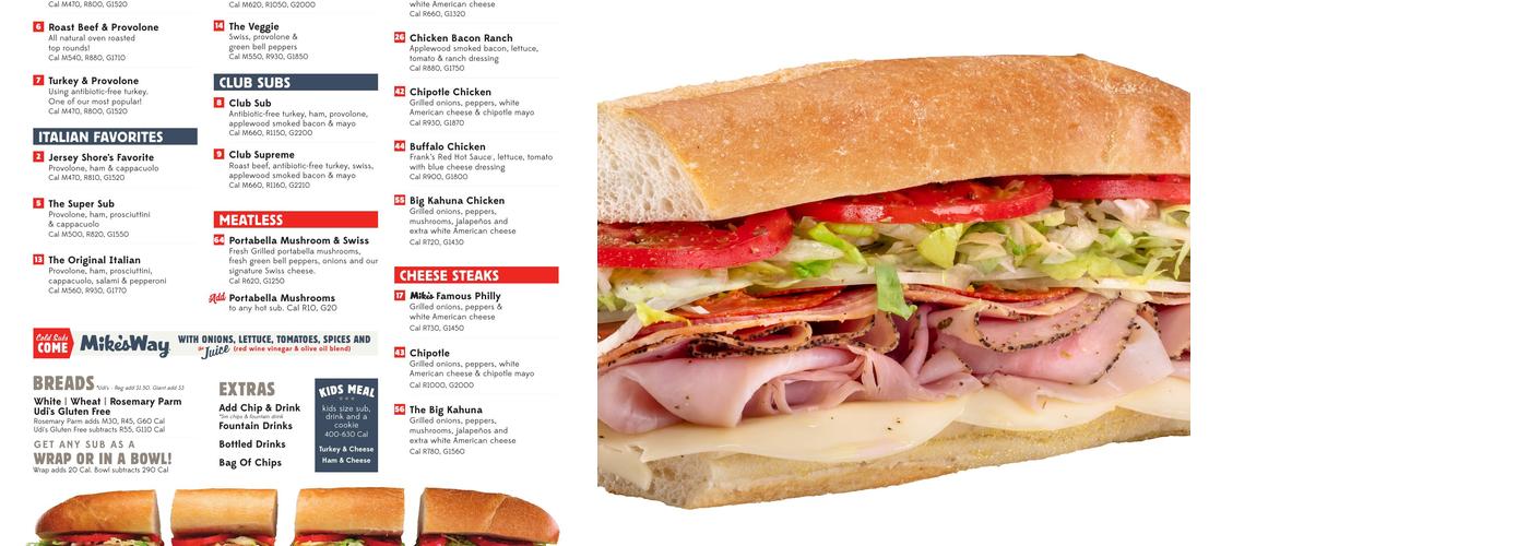 Jersey Mike's Subs Menu