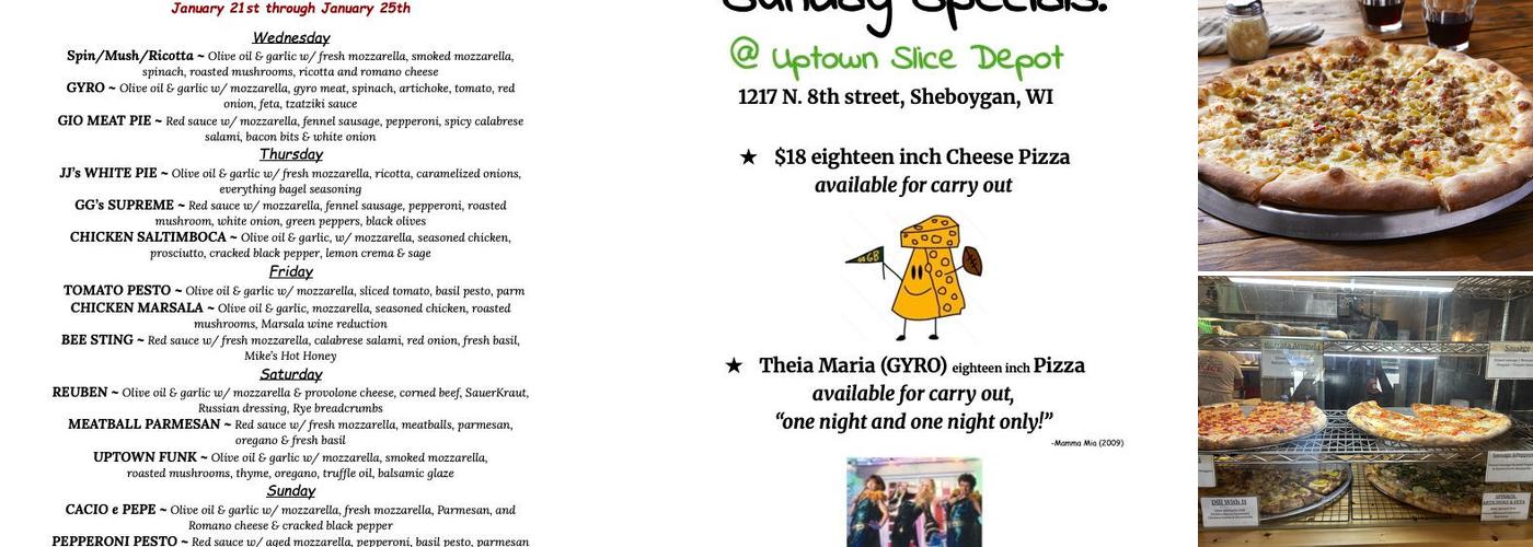 Uptown Slice Menu