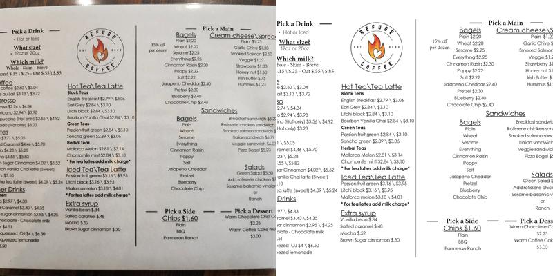 Refuge Cafe Menu