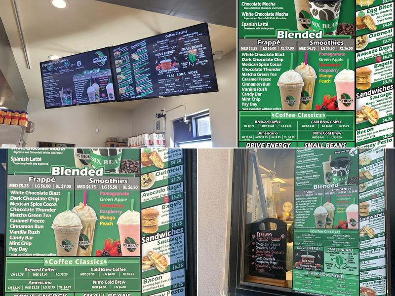 Six Beans Coffee Co. Menu