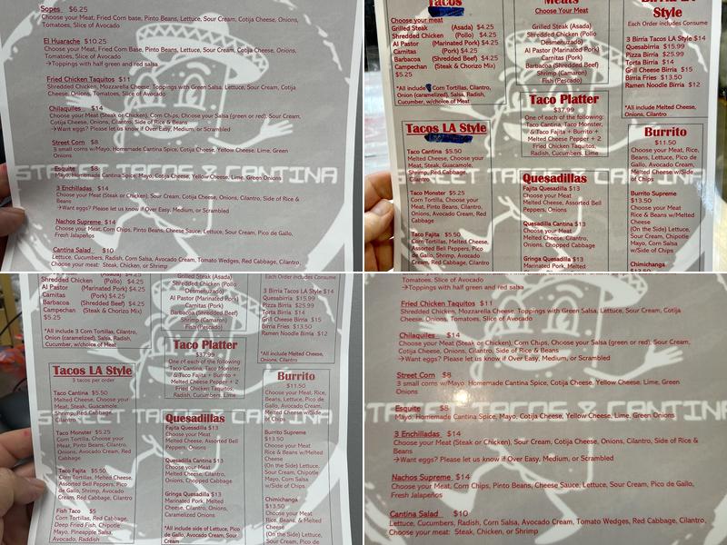 Street Tacos Cantina Menu