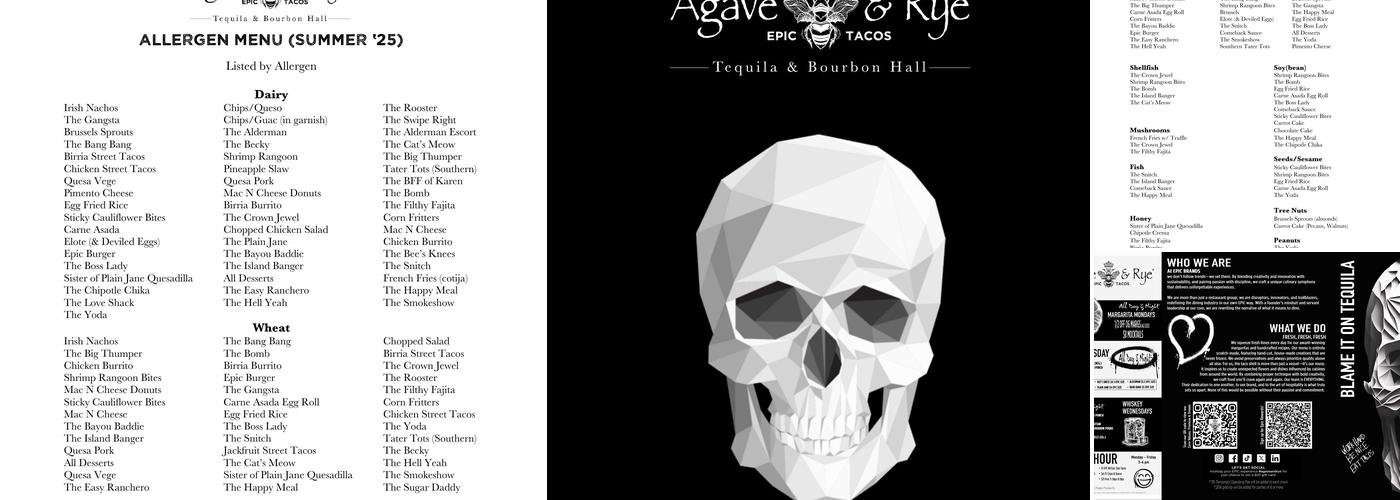 Agave & Rye Centerville Menu