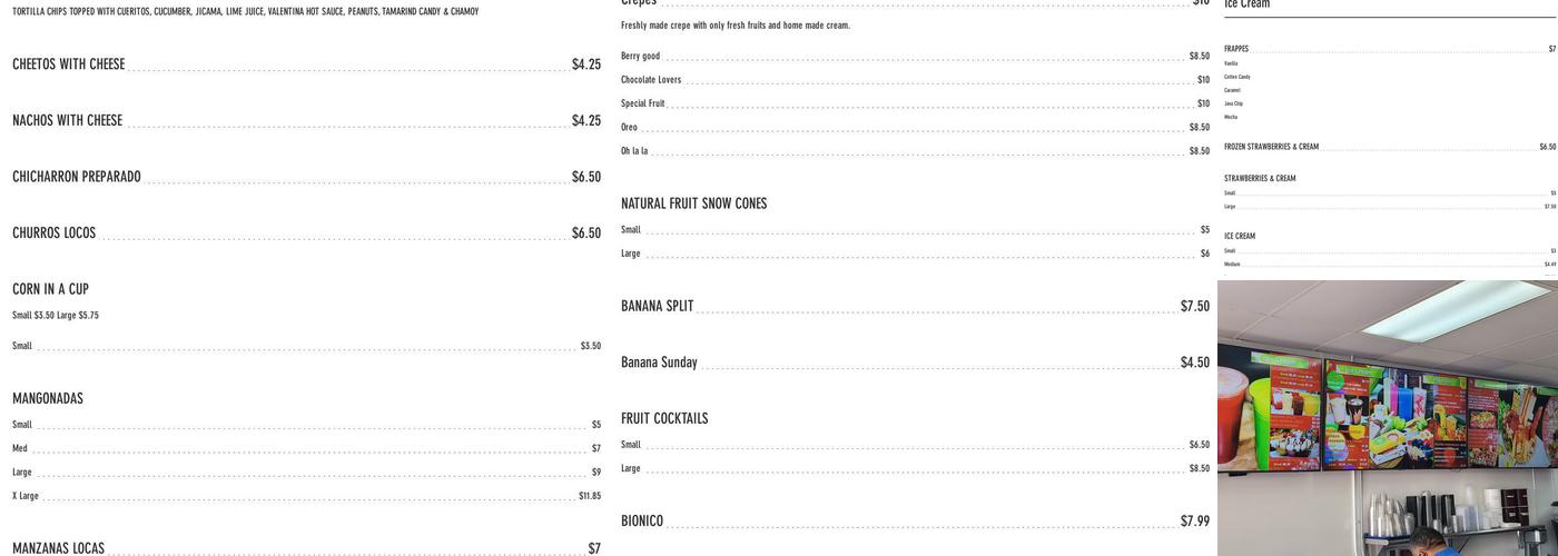 La Michoacana Ice Cream and Delights Menu