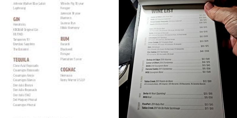 Tetto Rooftop Bar Menu