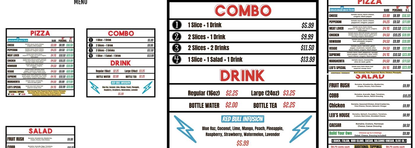 LEO'S PIZZA Outlets of Little Rock Menu