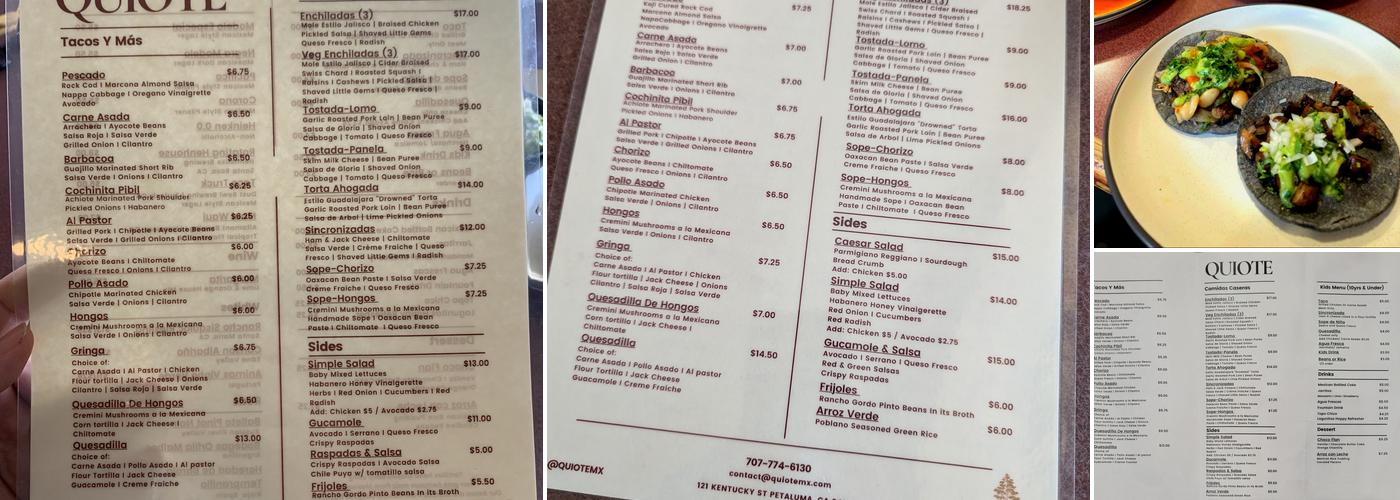 Quiote Menu