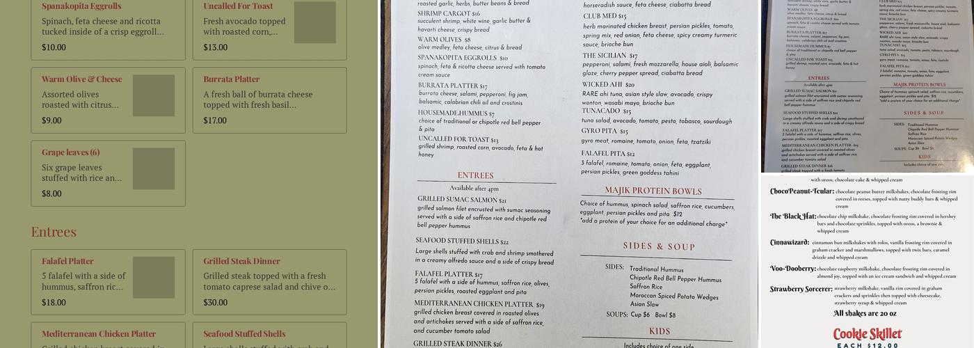 Majik Bistro & Milkshakes Menu