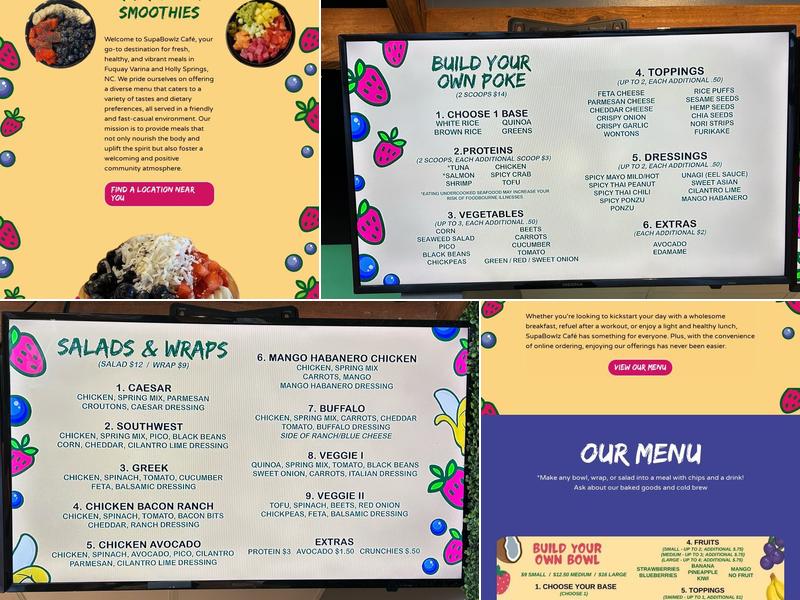 SupaBowlz Café- Fuquay-Varina Menu