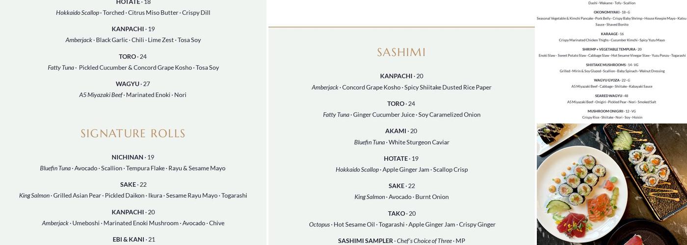 Nichinan Menu