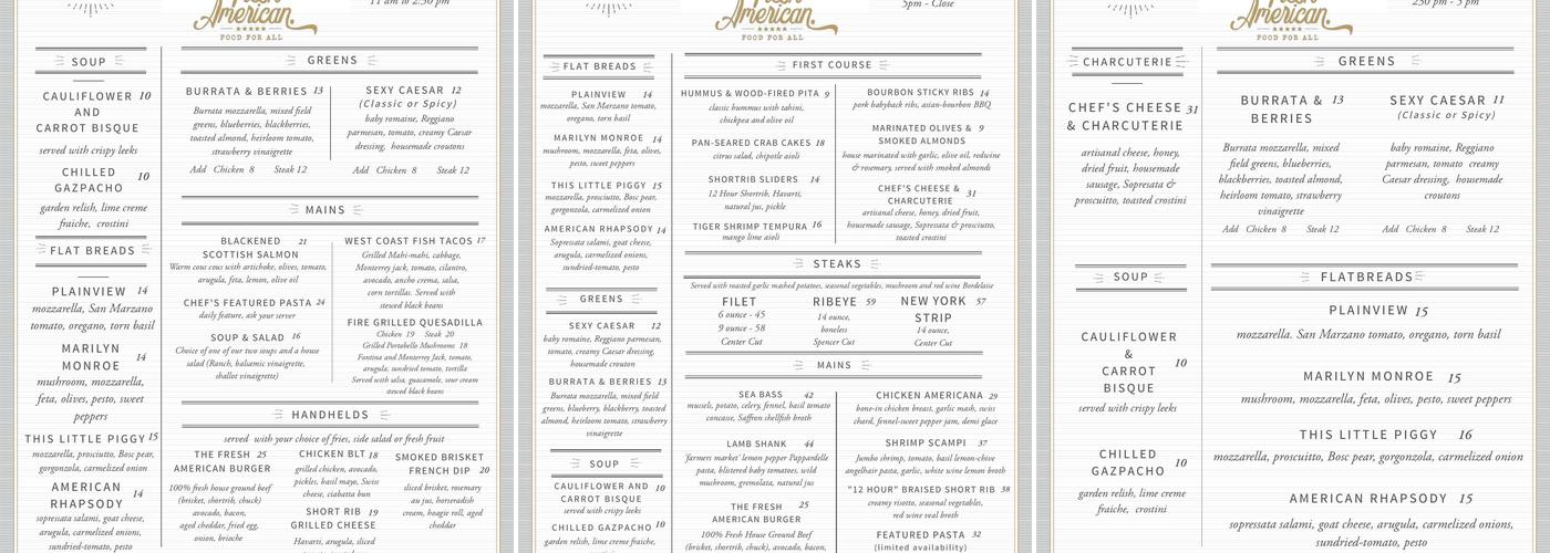 The Fresh American Menu