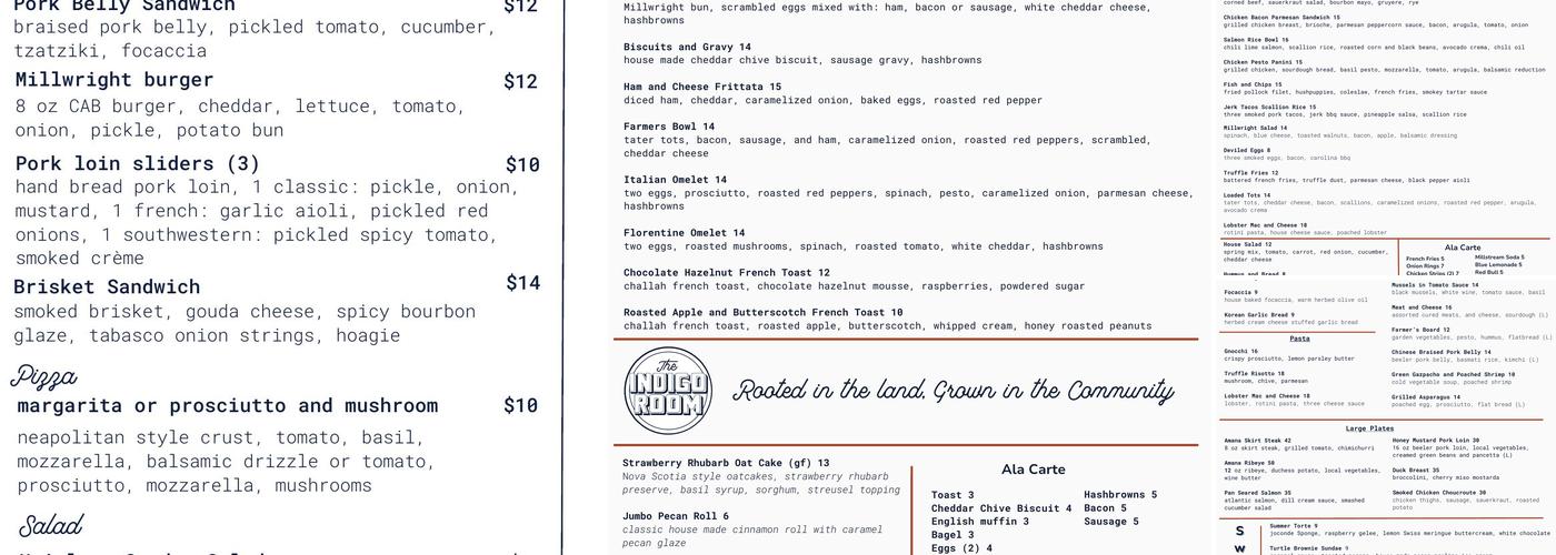 Electric Thread Social Club Menu
