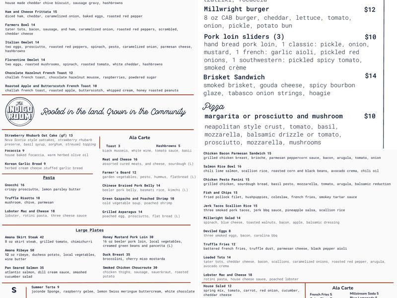 Electric Thread Social Club Menu