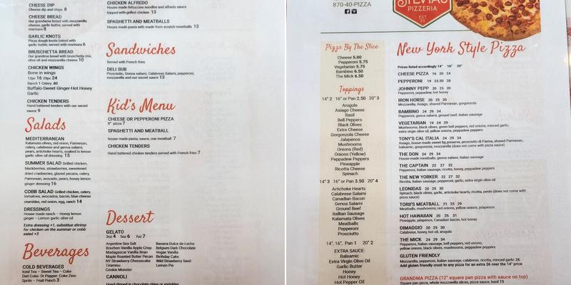 Sylvia's Pizzeria Menu