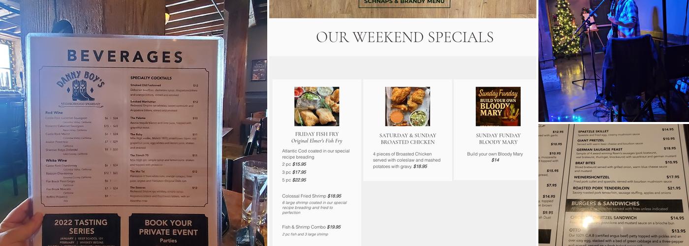 Danny Boy's Menu
