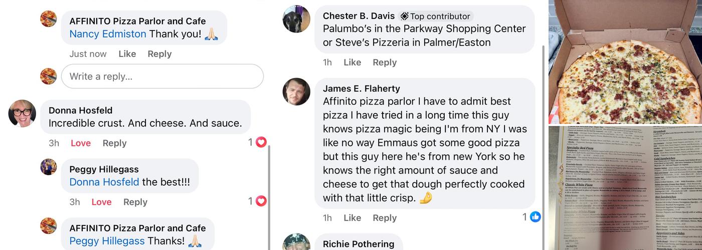 Affinito Pizza Parlor and Cafe Menu