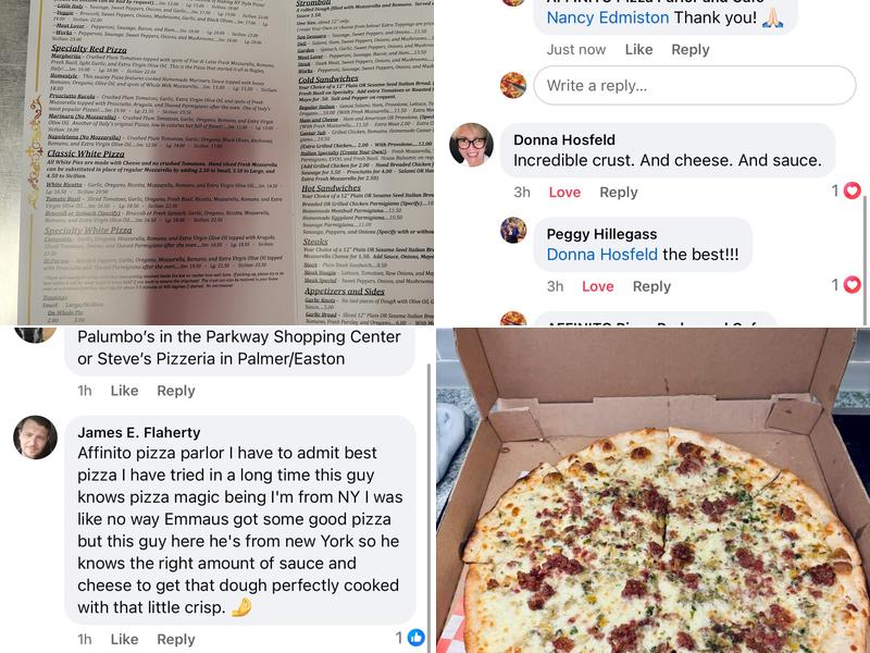 Affinito Pizza Parlor and Cafe Menu