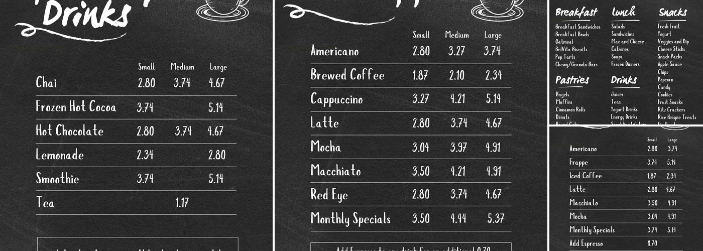 ADEC's Gaining Grounds Coffee House Menu