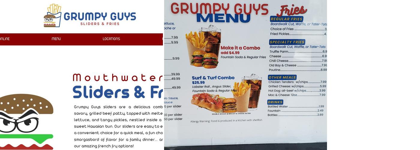 Grumpy Guys Sliders & Fries Menu